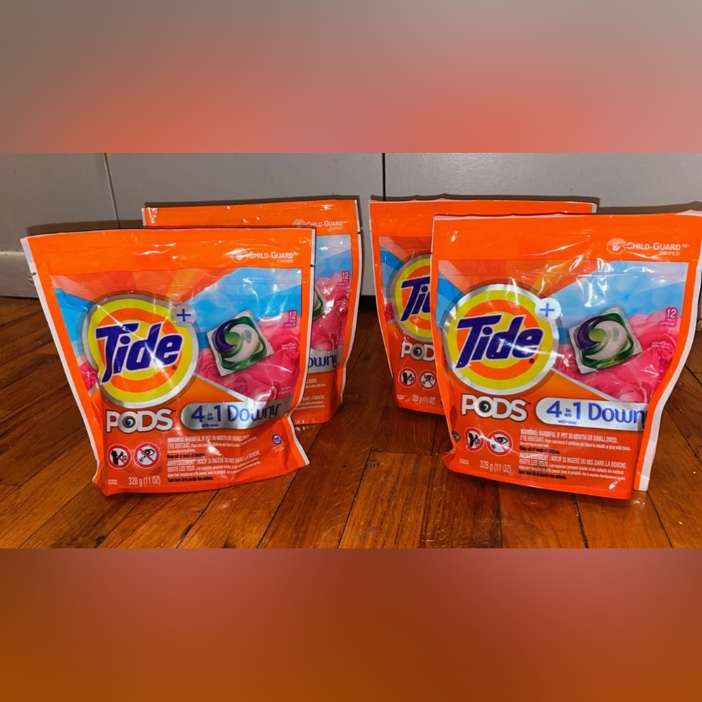4 Pack- Tide Pods 4in1 with Downy Laundry Detergent, 12ct, 16oz each
